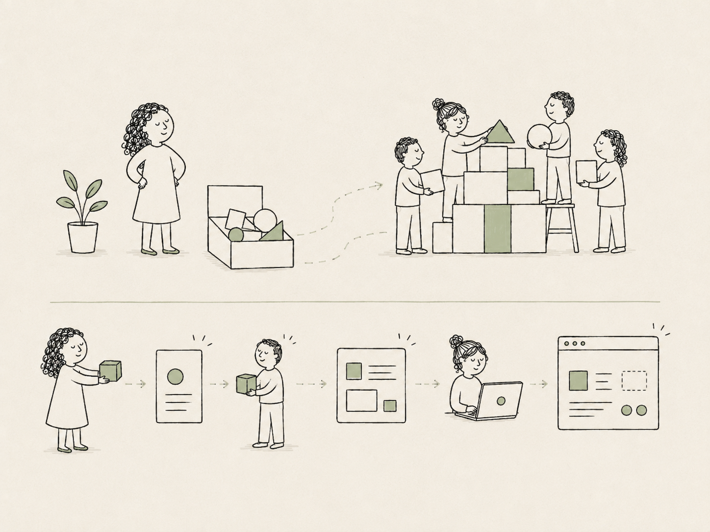 Illustration for fitting the design system to the company rather than an ideal.